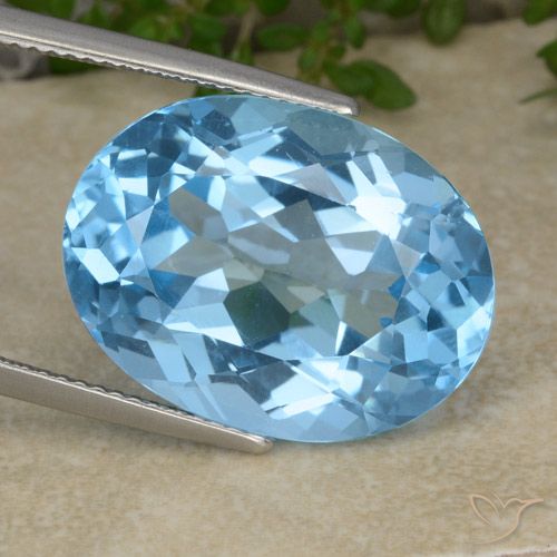 22.02ct Натуральный Свисс-Блю Топаз, Овал, VVS-VS
