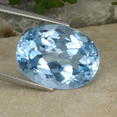 21.75ct Натуральный Свисс-Блю Топаз, Овал, VVS-VS