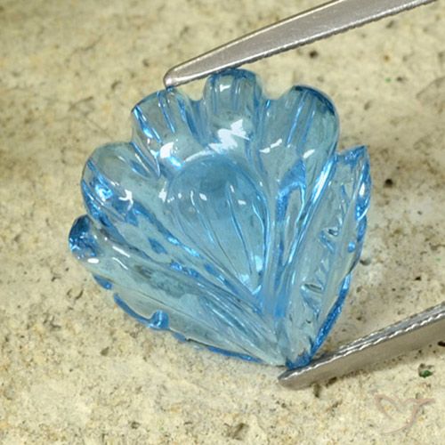 13.37ct Натуральный Свисс-Блю Топаз, Огранка Цветок, Прозрачный