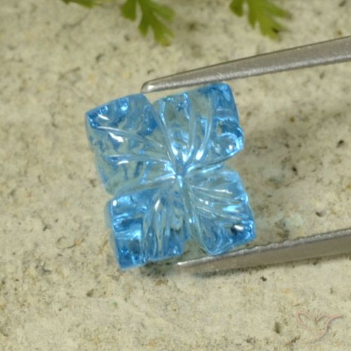 5.16ct Натуральный Свисс-Блю Топаз, Огранка Цветок, Прозрачный