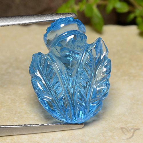 11.60ct Натуральный Свисс-Блю Топаз, Огранка Цветок, Прозрачный