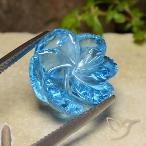 17.92 карата, натуральный Свисс-Блю Топаз, Огранка Цветок, Прозрачный