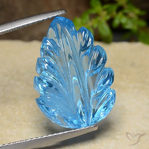 15.17ct Натуральный Свисс-Блю Топаз, Огранка Цветок, Прозрачный