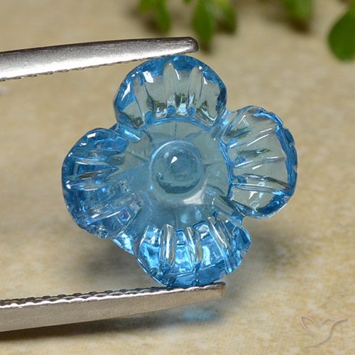 7.40ct Натуральный Свисс-Блю Топаз, Огранка Цветок, Прозрачный
