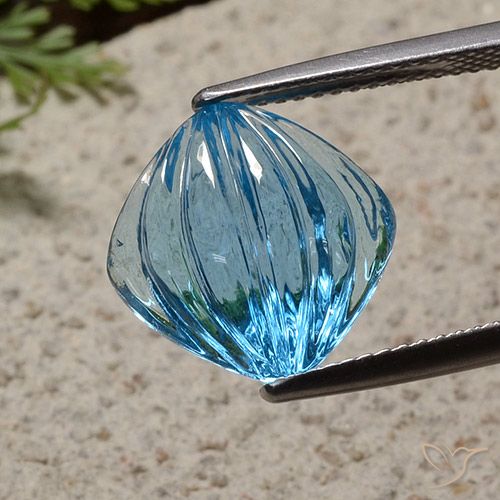 7.48ct Натуральный Свисс-Блю Топаз, Подушка, Прозрачный