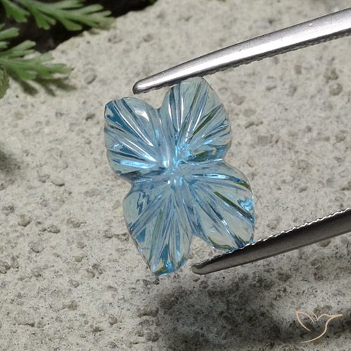 5.72ct Натуральный Свисс-Блю Топаз, Огранка Цветок, Прозрачный