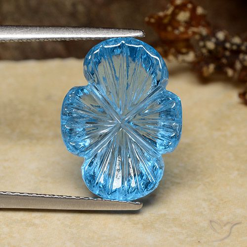 9.28ct Натуральный Свисс-Блю Топаз, Огранка Цветок, Прозрачный