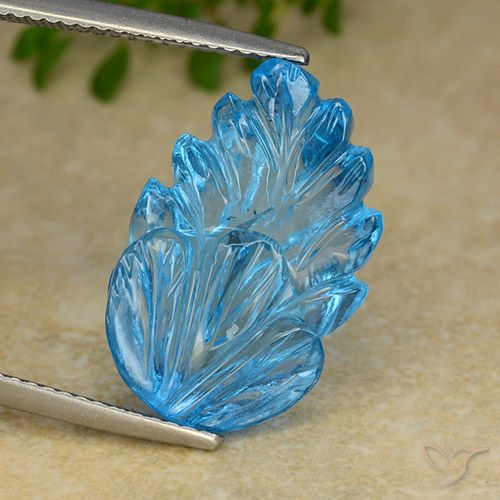 15.58ct Натуральный Свисс-Блю Топаз, Огранка Цветок, Прозрачный