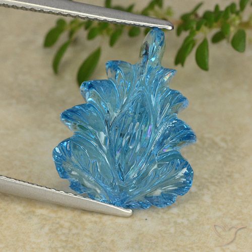 12.05ct Натуральный Свисс-Блю Топаз, Огранка Цветок, Прозрачный