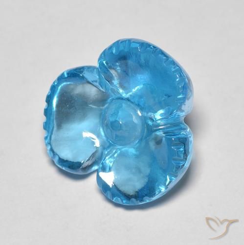 7.54ct Натуральный Свисс-Блю Топаз, Огранка Цветок, Прозрачный