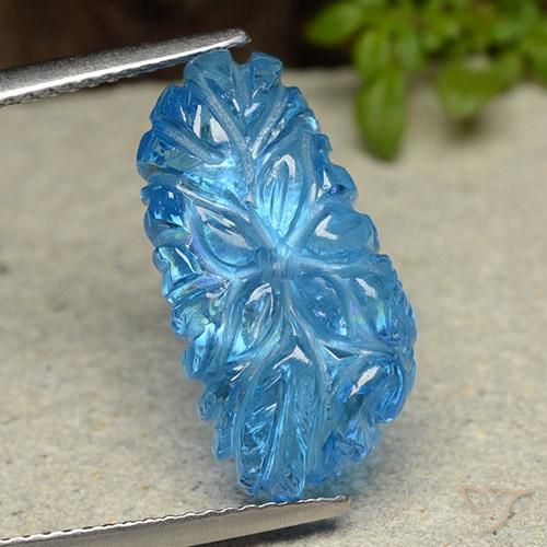 11.53ct Натуральный Свисс-Блю Топаз, Огранка Цветок, Прозрачный