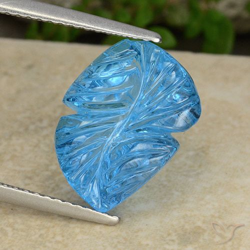 7.38ct Натуральный Свисс-Блю Топаз, Огранка Цветок, Прозрачный
