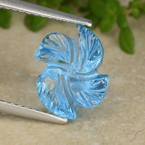 4.11ct Натуральный Свисс-Блю Топаз, Огранка Цветок, Прозрачный