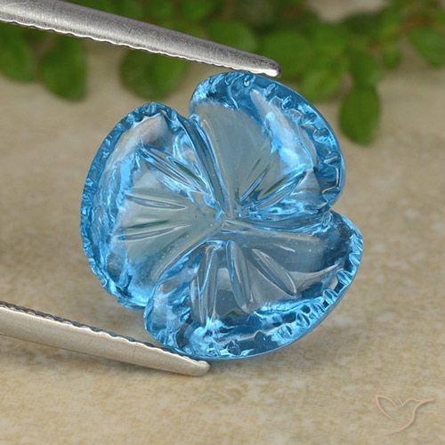9.51ct Натуральный Свисс-Блю Топаз, Огранка Цветок, Прозрачный