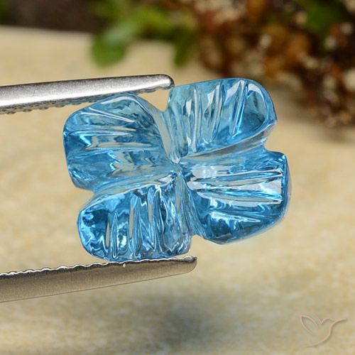 5.81ct Натуральный Свисс-Блю Топаз, Огранка Цветок, Прозрачный