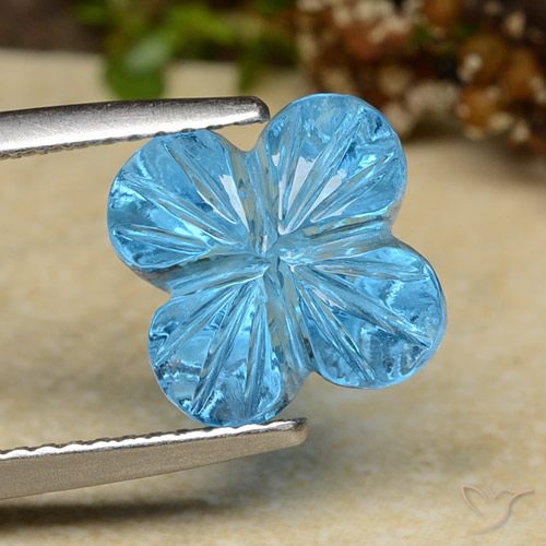 6.04ct Натуральный Свисс-Блю Топаз, Огранка Цветок, Прозрачный