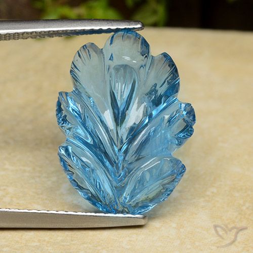 15.17ct Натуральный Свисс-Блю Топаз, Огранка Цветок, Прозрачный