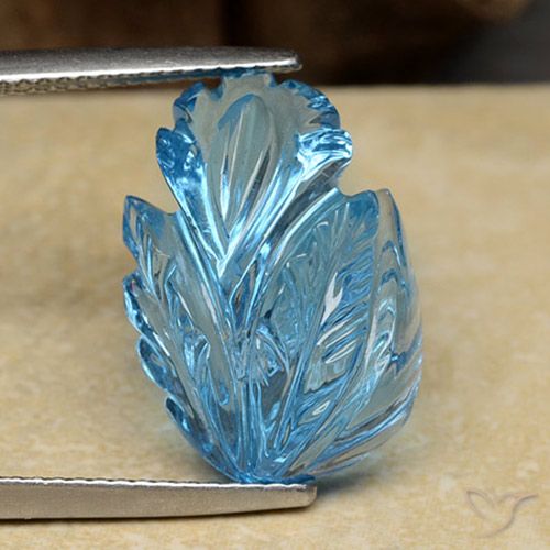 13.62ct Натуральный Свисс-Блю Топаз, Огранка Цветок, Прозрачный