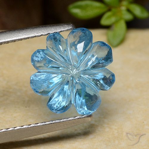 4.08ct Натуральный Свисс-Блю Топаз, Огранка Цветок, Прозрачный