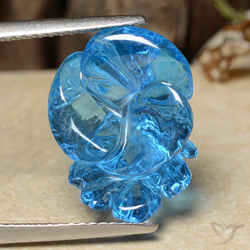 12.28ct Натуральный Свисс-Блю Топаз, Огранка Цветок, Прозрачный