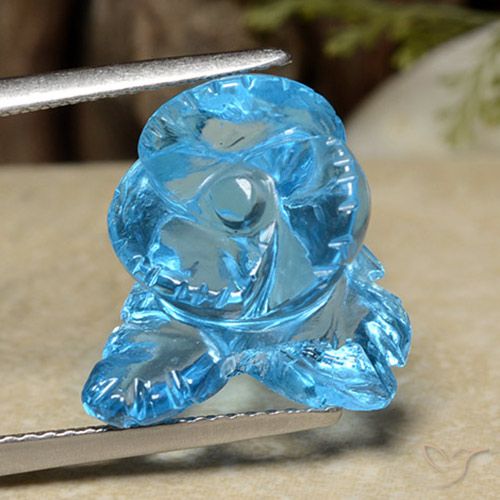 12.63ct Натуральный Свисс-Блю Топаз, Огранка Цветок, Прозрачный