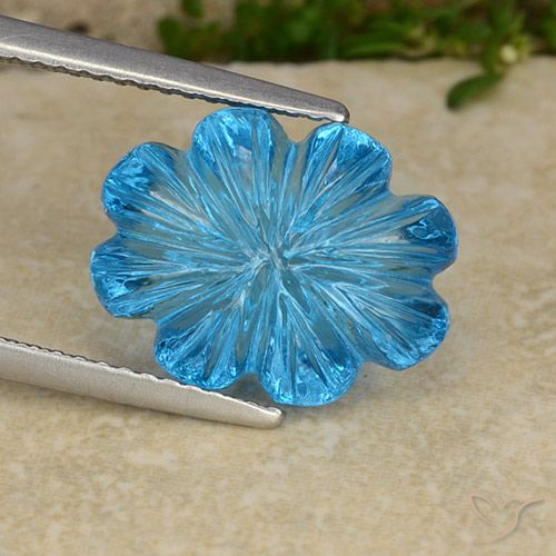 8.05ct Натуральный Свисс-Блю Топаз, Огранка Цветок, Прозрачный