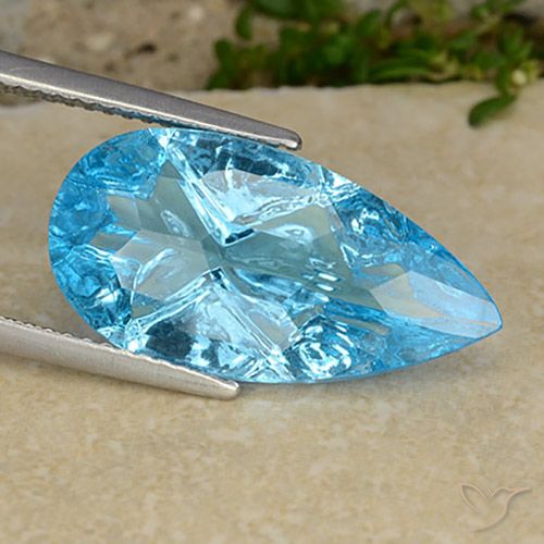 8.47ct Натуральный Свисс-Блю Топаз, Форма груши, Прозрачный