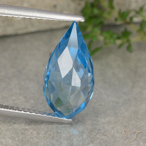 6.71ct Натуральный Свисс-Блю Топаз, Бриолет, VVS-VS