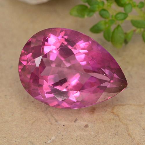 6.77ct Натуральный Ярко-розовый Топаз, Форма груши, VVS-VS