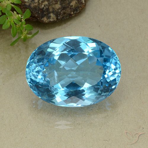 37.42ct Натуральный Свисс-Блю Топаз, Овал, VVS-VS