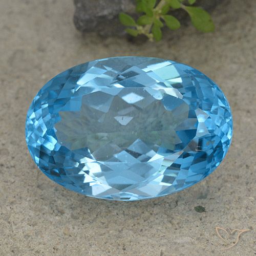 46.48ct Натуральный Свисс-Блю Топаз, Овал, VVS-VS