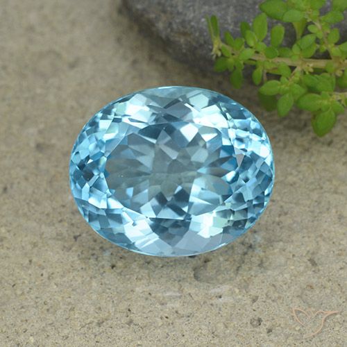 33.77ct Натуральный Свисс-Блю Топаз, Овал, VVS-VS