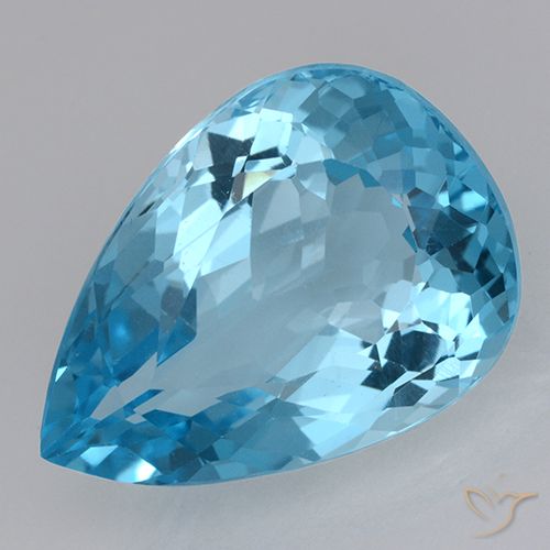 20.89ct Натуральный Свисс-Блю Топаз, Форма груши, VVS-VS