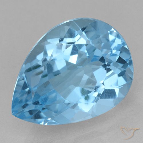 15.12ct Натуральный Небесно Голубой Топаз, Форма груши, VVS-VS