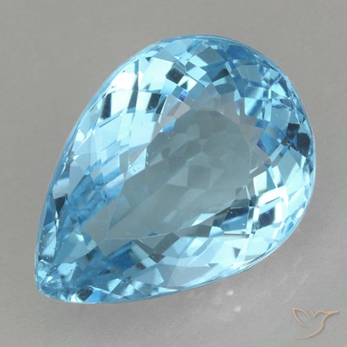 20.16ct Натуральный Свисс-Блю Топаз, Форма груши, Чистота VS