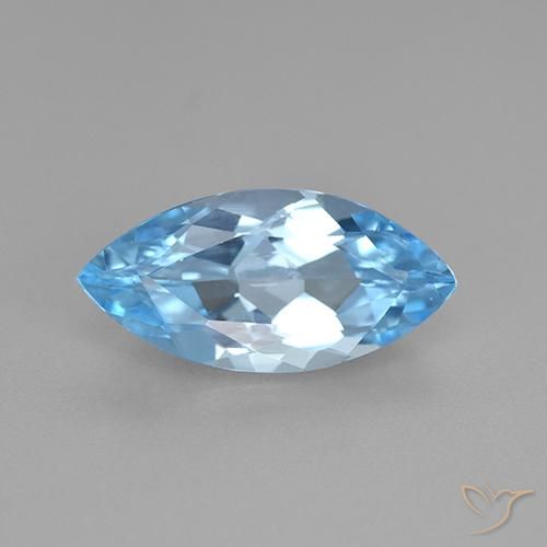 3.75ct Натуральный Небесно Голубой Топаз, Маркиза, VVS-VS