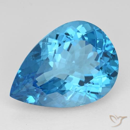 21.70ct Натуральный Свисс-Блю Топаз, Форма груши, IF