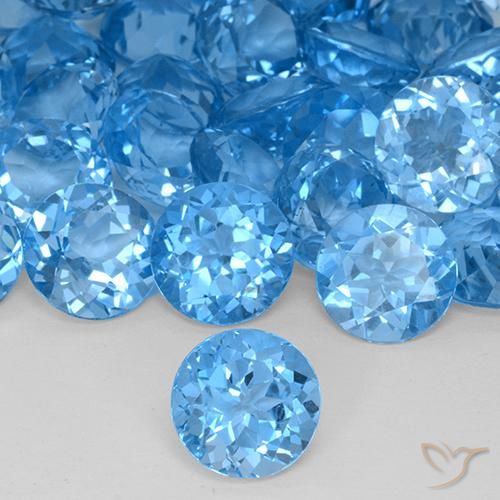 4.43ct Натуральный Свисс-Блю Топаз, Круглый, VVS-VS