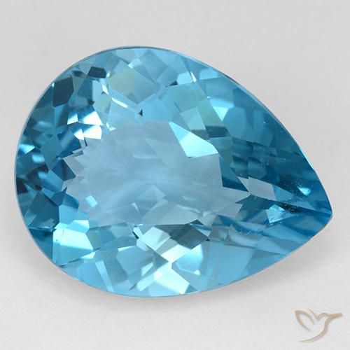 30.91ct Натуральный Свисс-Блю Топаз, Форма груши, Чистота VVS