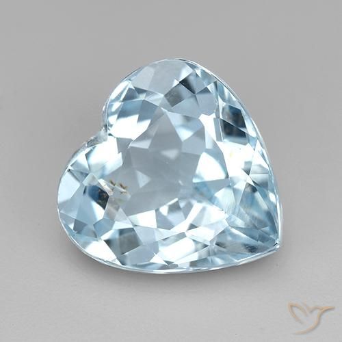 4.34ct Натуральный Небесно Голубой Топаз, Сердце, VVS-VS