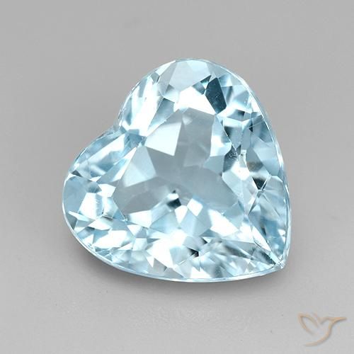 4.28ct Натуральный Небесно Голубой Топаз, Сердце, VVS-VS