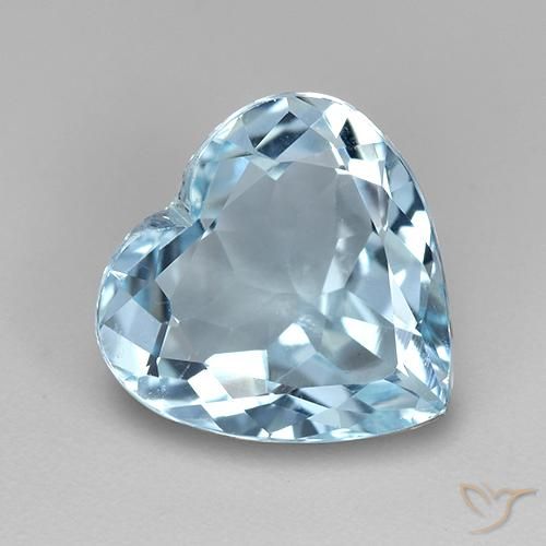 3.81ct Натуральный Небесно Голубой Топаз, Сердце, VVS-VS