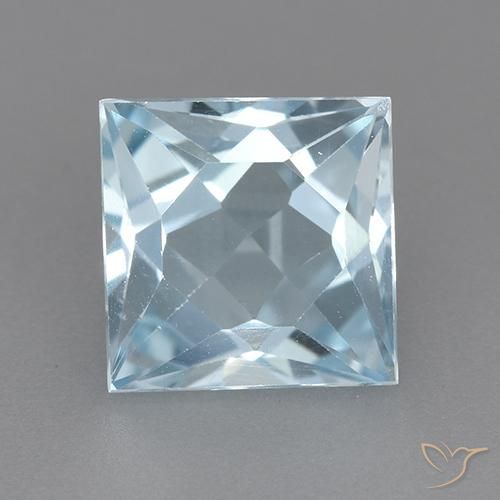 2.81ct Натуральный Небесно Голубой Топаз, Квадрат, VVS-VS