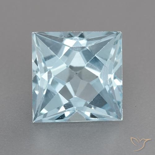 3.18ct Натуральный Небесно Голубой Топаз, Квадрат, VVS-VS