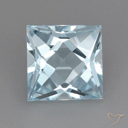 3.23ct Натуральный Небесно Голубой Топаз, Квадрат, Чистота VVS