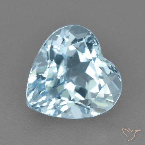 3.98ct Натуральный Небесно Голубой Топаз, Сердце, VVS-VS