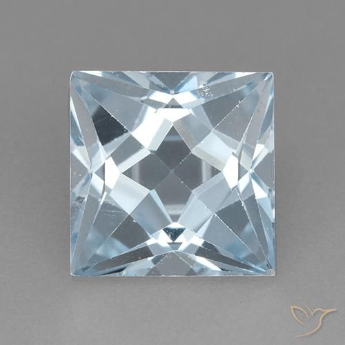 3.25ct Натуральный Небесно Голубой Топаз, Квадрат, VVS-VS