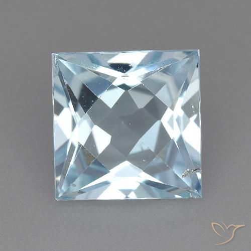 2.76ct Натуральный Небесно Голубой Топаз, Квадрат, VVS-VS
