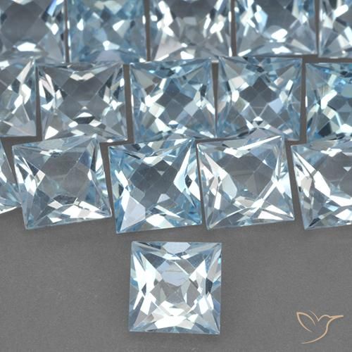 2.08ct Натуральный Небесно Голубой Топаз, Квадрат, VVS-VS
