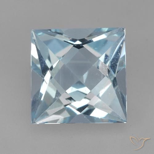 2.04ct Натуральный Небесно Голубой Топаз, Квадрат, Чистота VVS